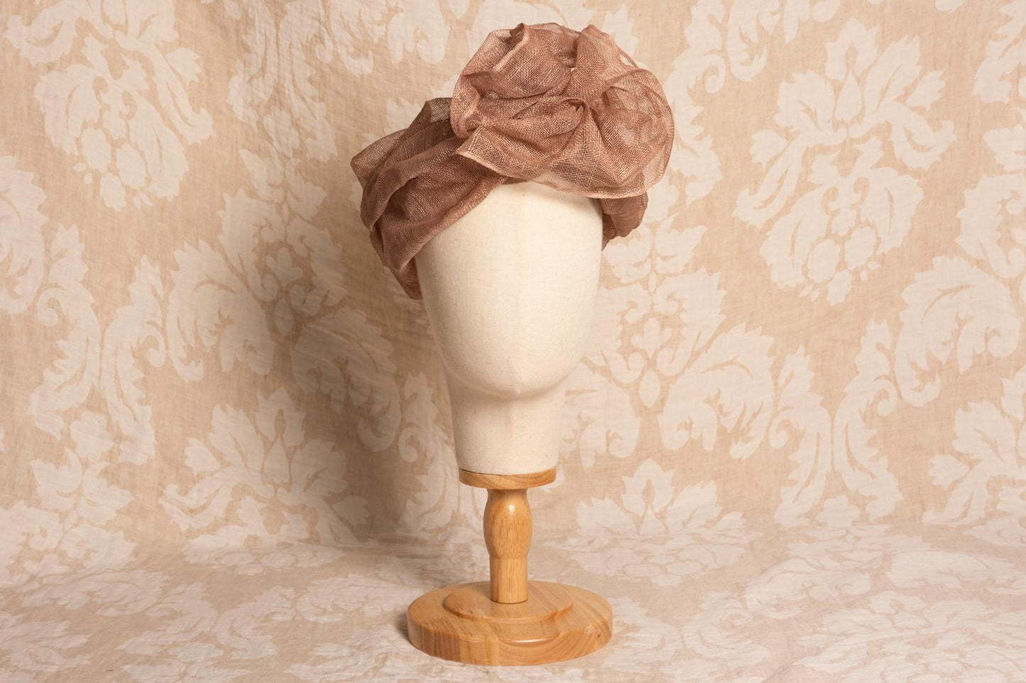 Turbante sinamay rosa vintage