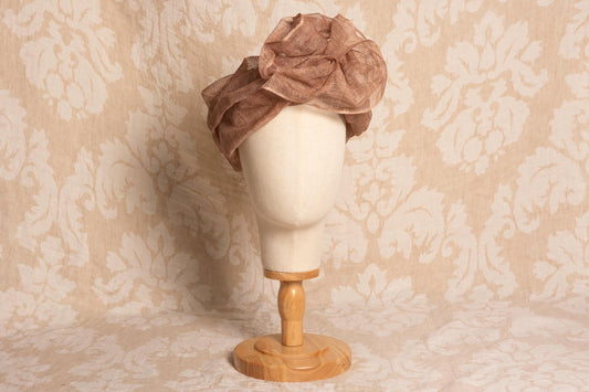 Turbante sinamay rosa vintage
