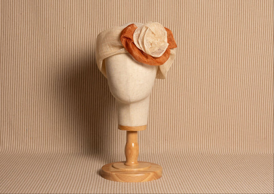 TURABANTE FLOR CRUDO BICOLOR