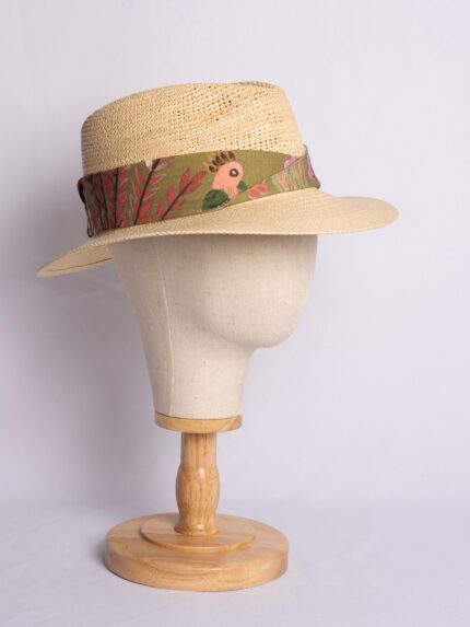Sombrero personalizado a medida de mujer verano borsalino paja pajaros