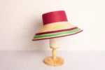 Sombrero copa de paja rosa verde
