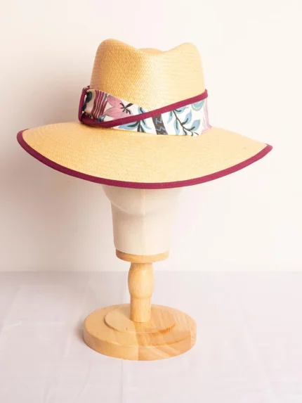 Sombrero Toquilla Naturaleza y Berenjena de paja