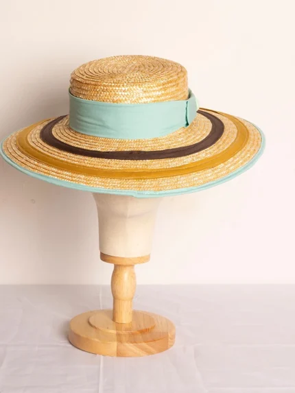Canotier Azul Marrón de Paja verano
