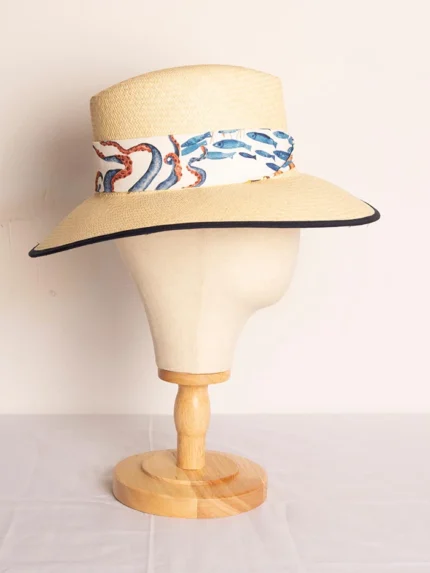 Sombrero de mujer Ala 9 con Peces de Yute