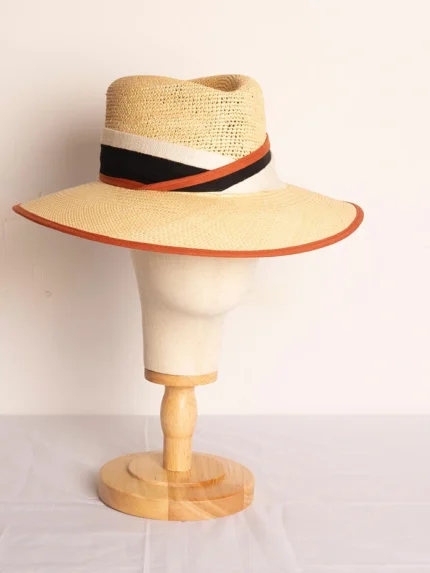 Sombrero de toquilla paja tricolor ala 9