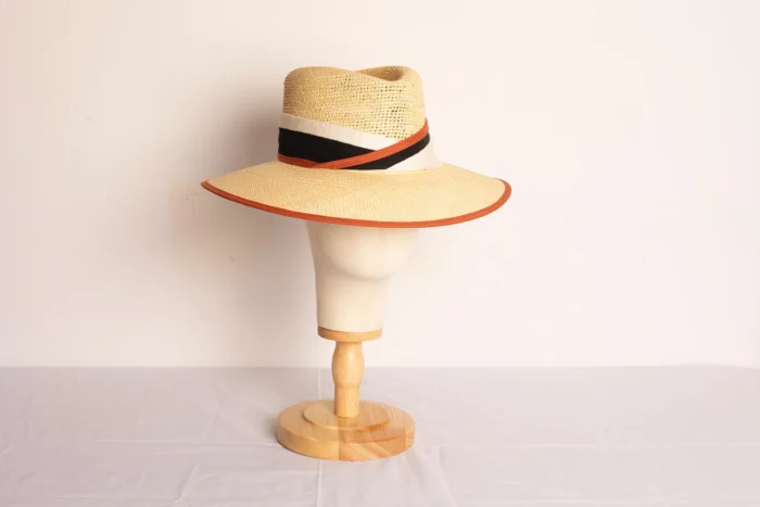 Sombrero de toquilla paja tricolor ala 9
