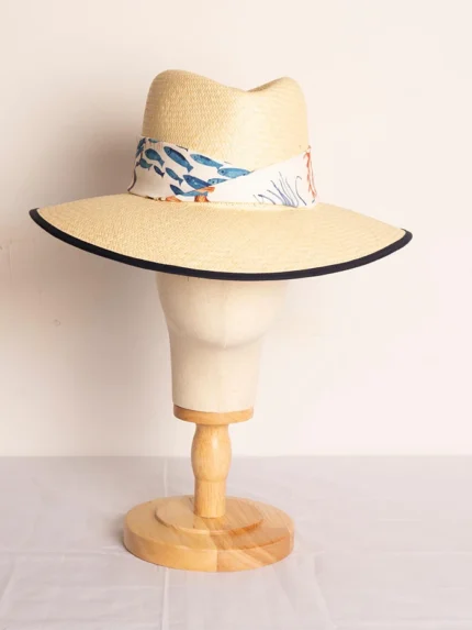 Sombrero de verano Ala 9 con Peces de Yute