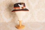 Sombrero de Mujer Borsalino topo y terracota – plumas Fedora