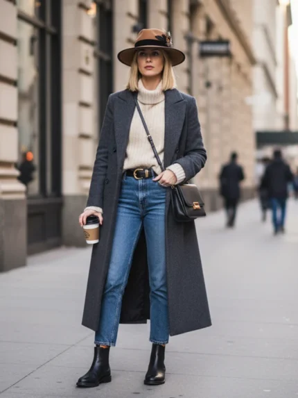 Sombrero de Otono Invierno Ciudad de Mujer Camel y Negro Lana Impermeable