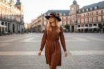 Sombrero para pasear por la Ciudad Verde y Burdeos Impermeable Lana Mujer Urbano