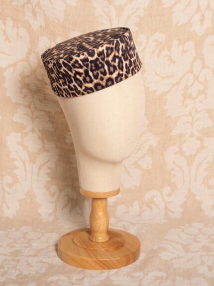 Casquete Leopardo con Terciopelo Color Crema COPA 8 cm Mujer Alexia